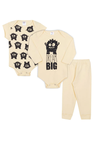 Kit Body Bebê Infantil Masculino Amarelo Big Kappes
