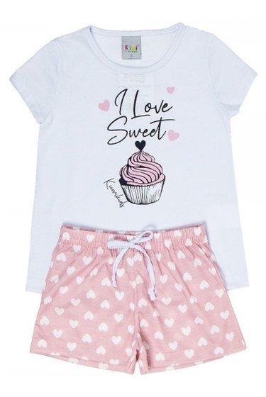 Pijama Infantil Feminino Branco Love Sweet Kiiwi
