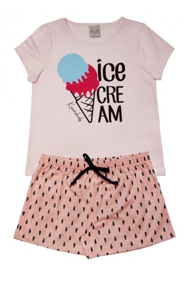 Pijama Infantil Feminino Rosa Ice Cream Kiiwi