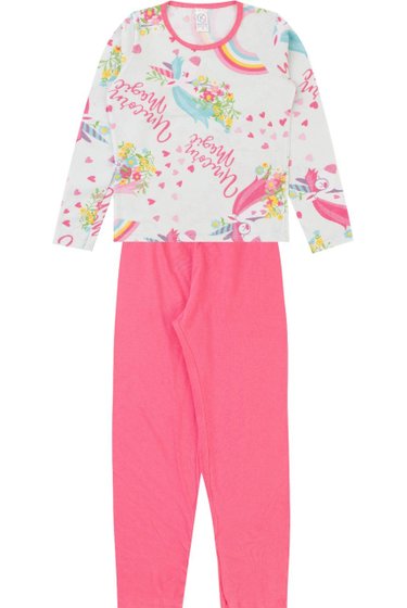 Pijama Infantil Feminino Rosa Unicórnio Kappes