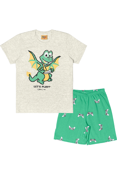 Pijama Infantil Masculino Mescla Dino Game Rolú