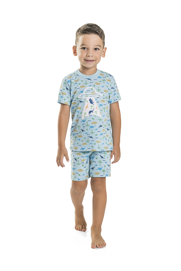 Pijama Infantil Masculino Turquesa Claro Rolú