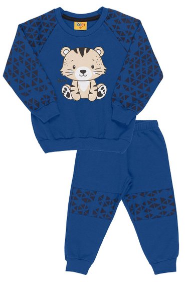 Conjunto Bebê Masculino Azul Tigre Rolú