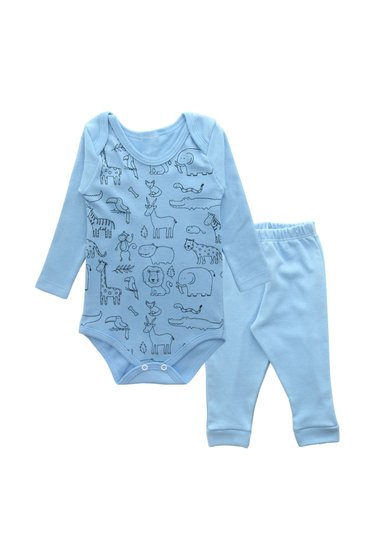 Conjunto Body Bebê Infantil Masculino Azul Safari