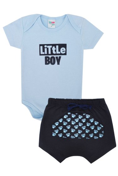 Conjunto Bebê Body Infantil Masculino Azul Little Boy TikTak Kids