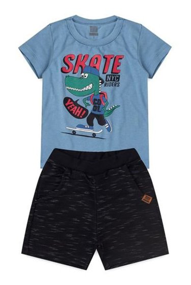 Conjunto Infantil Masculino Azul Skate Kiiwi