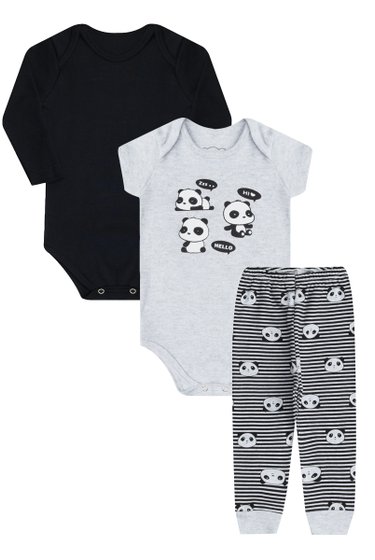 Kit Body Bebê Masculino Mescla Panda Orango Kids