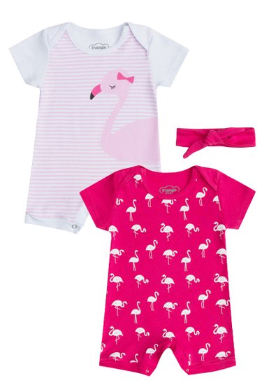 Kit Macacões Feminino Pink Flamingo Orango Kids